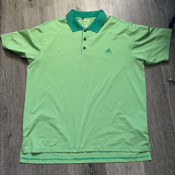 Adidas Climalite Men's Striped Green Polo - Picture 1 of 6